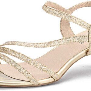 Women's Open Toe Strappy Kitten Heel Sandals Waterproof for Dressy Occasions